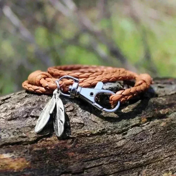 Leather Wrap Braided Wristband Bracelet Bangle - Picture 4 of 4